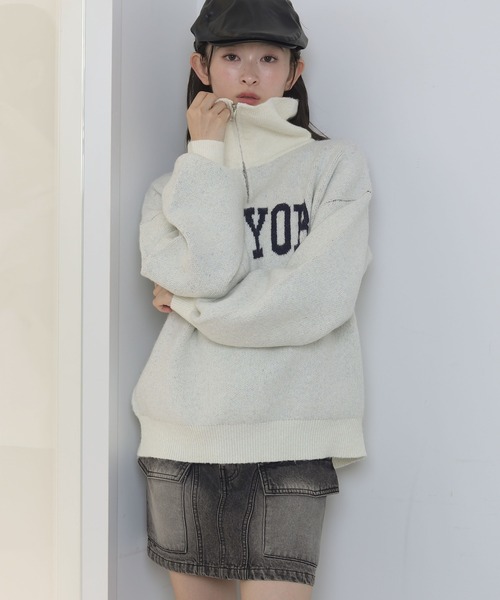 WEGO（ウィゴー）の「WEGO/フラッフィーハーフジップニット（ニット/セーター・レディース・オフホワイト/杢グレー/ネイビー/ワイン・FREE）」の9枚目の写真
