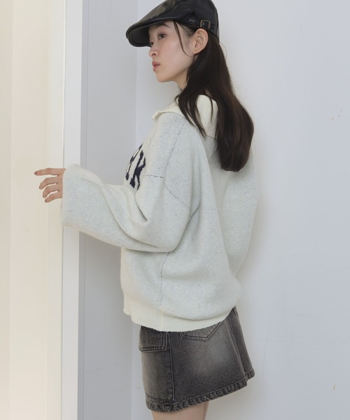 WEGO（ウィゴー）の「WEGO/フラッフィーハーフジップニット（ニット/セーター・レディース・オフホワイト/杢グレー/ネイビー/ワイン・FREE）」の10枚目の写真
