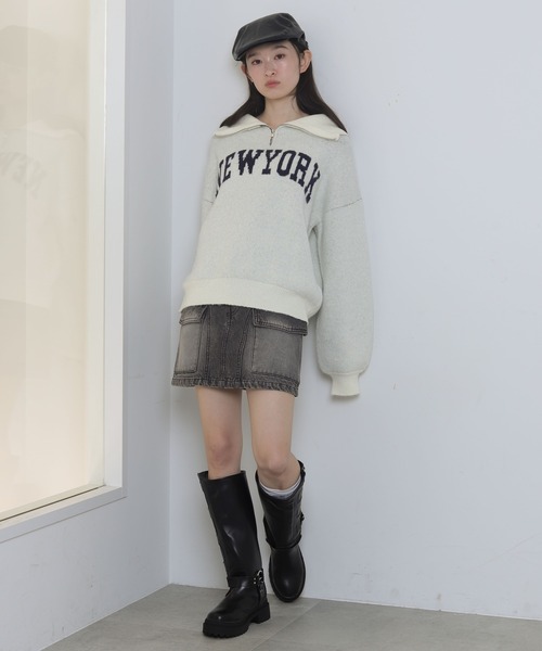 WEGO（ウィゴー）の「WEGO/フラッフィーハーフジップニット（ニット/セーター・レディース・オフホワイト/杢グレー/ネイビー/ワイン・FREE）」の13枚目の写真