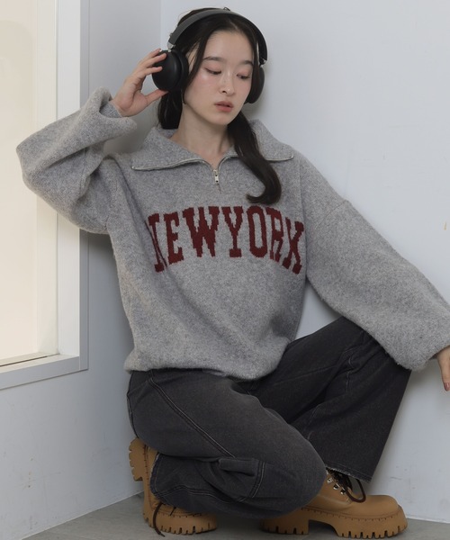 WEGO（ウィゴー）の「WEGO/フラッフィーハーフジップニット（ニット/セーター・レディース・オフホワイト/杢グレー/ネイビー/ワイン・FREE）」の16枚目の写真
