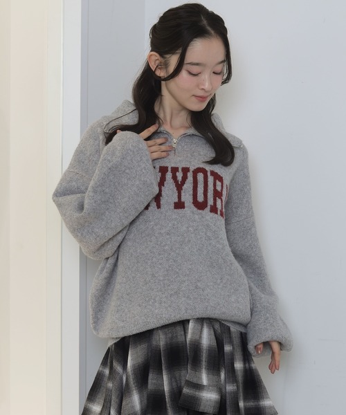 WEGO（ウィゴー）の「WEGO/フラッフィーハーフジップニット（ニット/セーター・レディース・オフホワイト/杢グレー/ネイビー/ワイン・FREE）」の17枚目の写真