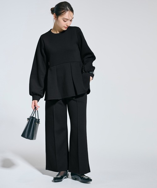 coca（coca）（コカ）の「ソフトスウェットピンタックパンツ（スウェットパンツ・レディース・ブラック/ライトベージュ・L/M/S）」の10枚目の写真