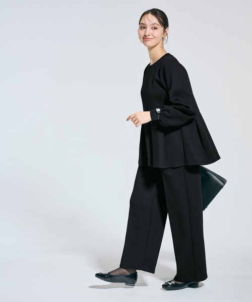 coca（coca）（コカ）の「ソフトスウェットピンタックパンツ（スウェットパンツ・レディース・ブラック/ライトベージュ・L/M/S）」の11枚目の写真