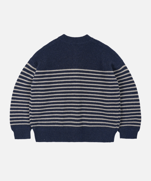 FRIZMWORKS(フリズムワークス)の「WOOL STRIPE ROUND CARDIGAN _ NAVY(カーディガン/ボレロ・メンズ・その他・X-LARGE/SMALL/MEDIUM/LARGE)」の2枚目の写真