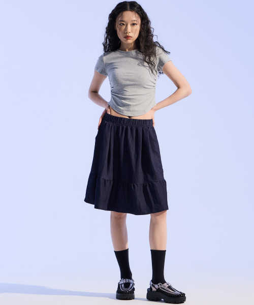 MOAA(モア)の「Side Ruche Curve Tee (GRAY)(Tシャツ/カットソー・レディース・その他・SMALL/MEDIUM)」の1枚目の写真