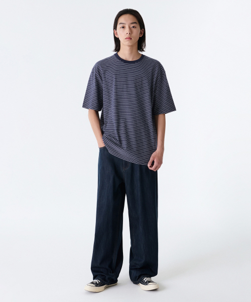 MUSINSA STANDARD（ムシンサスタンダード）の「リネンライクエクストラワイドデニムパンツ[ダークブルー]（デニムパンツ・メンズ・その他・40/31/33/26/27/28/29/38/42/36/34/32/30）」の2枚目の写真