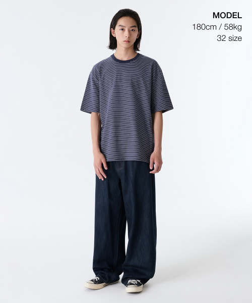 MUSINSA STANDARD（ムシンサスタンダード）の「リネンライクエクストラワイドデニムパンツ[ダークブルー]（デニムパンツ・メンズ・その他・40/31/33/26/27/28/29/38/42/36/34/32/30）」の3枚目の写真