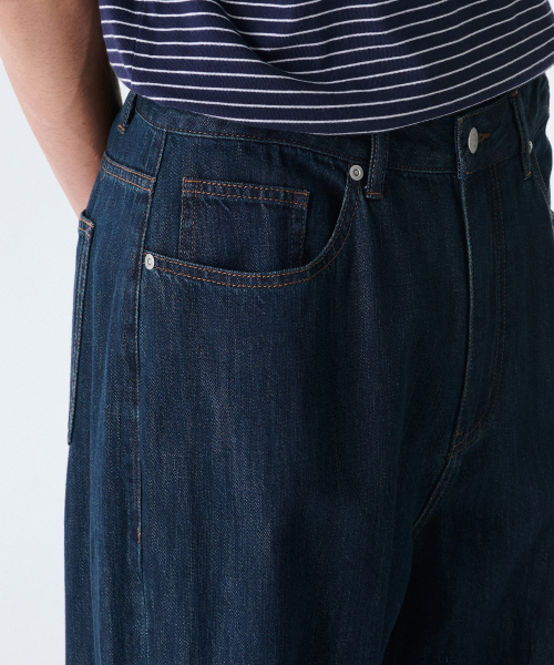 MUSINSA STANDARD（ムシンサスタンダード）の「リネンライクエクストラワイドデニムパンツ[ダークブルー]（デニムパンツ・メンズ・その他・40/31/33/26/27/28/29/38/42/36/34/32/30）」の6枚目の写真