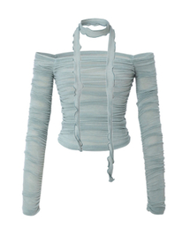 KHAKIPOINT（カーキポイント）の「Shirring Scarf Top (mint)（Tシャツ/カットソー・レディース）」