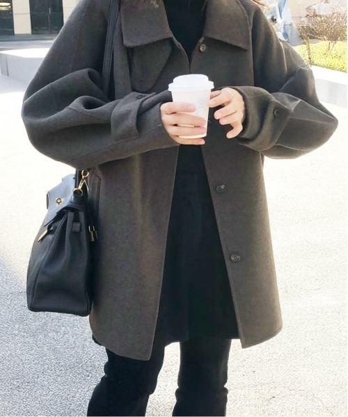 AMELY(エミリー)の「ステンカラーコート(ステンカラーコート・レディース・ブラック/ブラウン/カーキブラウン/ネイビー/チャコール・フリー)」の7枚目の写真