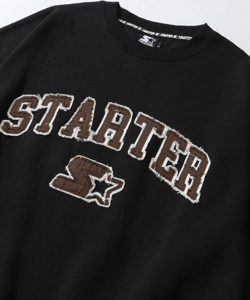 STARTER BLACK LABEL（スターターブラックレーベル）の「【STARTER /スターター】裏起毛 ツイルフリンジワッペン 裾ドロスト クルーネック スウェット（スウェット・メンズ・ブラウン/カモフラージュ/ホワイト系/ブラック・M/L/XL）」の10枚目の写真