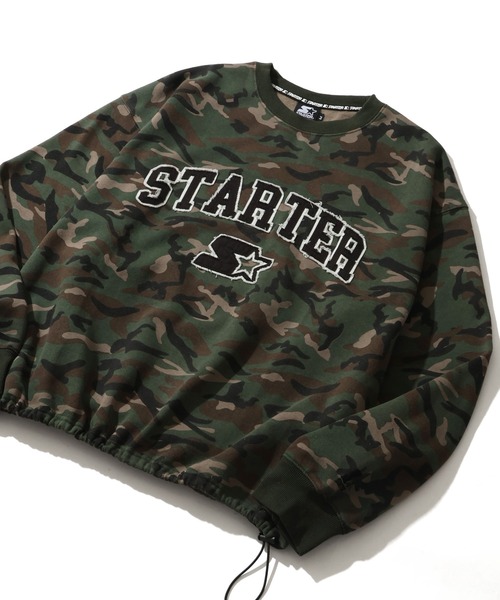 STARTER BLACK LABEL（スターターブラックレーベル）の「【STARTER /スターター】裏起毛 ツイルフリンジワッペン 裾ドロスト クルーネック スウェット（スウェット・メンズ・ブラウン/カモフラージュ/ホワイト系/ブラック・M/L/XL）」の16枚目の写真
