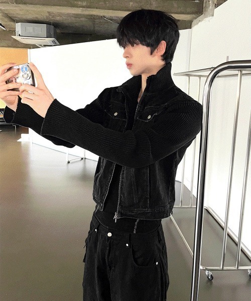 COSYHARU（コシハル）の「ブラックデニム+ニットコンビジャケット（ブルゾン・メンズ・ブラック・LARGE/MEDIUM）」の21枚目の写真