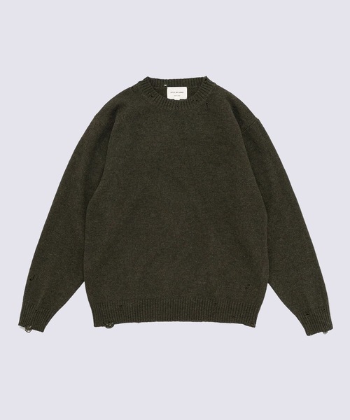 STILL BY HAND(スティルバイハンド)の「【STILL BY HAND】Punched shetland sweater(スウェット・メンズ・ダークグレー/カーキ・46/48)」の13枚目の写真