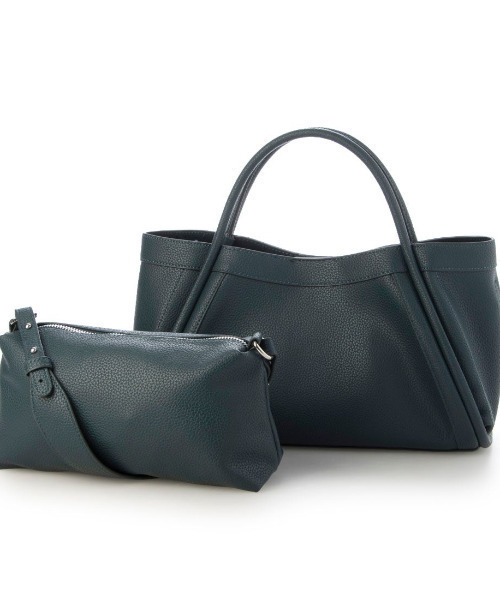 cache cache(カシュ カシュ)の「カシュカシュ cachechche / 通しハンドルシュリンク横長トート(トートバッグ・レディース・ライトグレー/チョコ/ブラック/ブルー・FREE)」の4枚目の写真