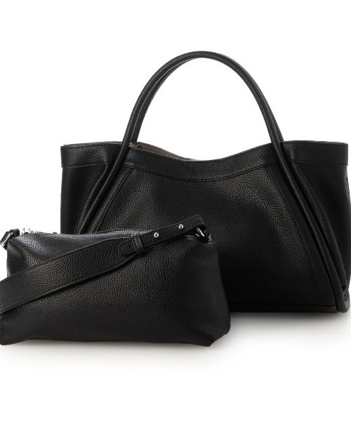 cache cache(カシュ カシュ)の「カシュカシュ cachechche / 通しハンドルシュリンク横長トート(トートバッグ・レディース・ライトグレー/チョコ/ブラック/ブルー・FREE)」の2枚目の写真