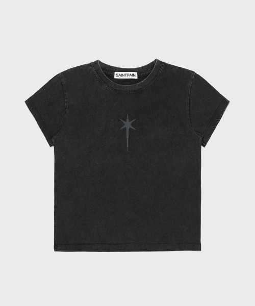 SAINTPAIN(セイントペイン)の「SP ヘックスピグメントクロップ半袖Tシャツブラック(Tシャツ/カットソー・レディース・その他・FREE)」の1枚目の写真