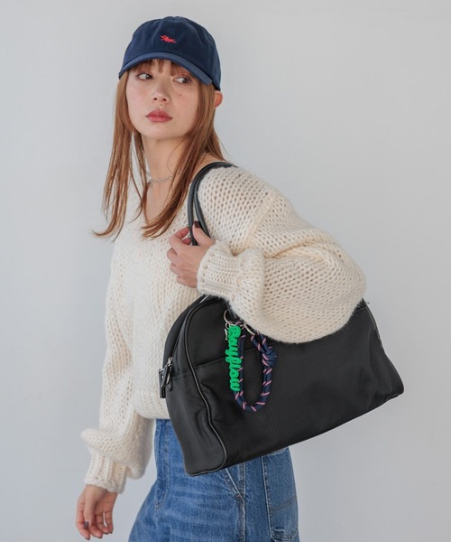 BAYFLOW(ベイフロー)の「パイピングBIGボストン(ボストンバッグ・レディース・ブラック/ブラウン・FREE)」の2枚目の写真