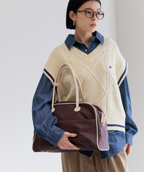 BAYFLOW(ベイフロー)の「パイピングBIGボストン(ボストンバッグ・レディース・ブラック/ブラウン・FREE)」の10枚目の写真