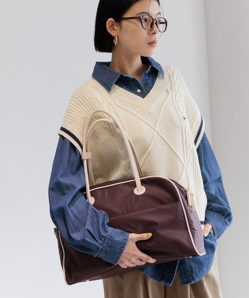 BAYFLOW(ベイフロー)の「パイピングBIGボストン(ボストンバッグ・レディース・ブラック/ブラウン・FREE)」の11枚目の写真