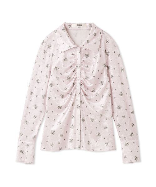 FURFUR（ファーファー）の「ソフトタッチオリジナルフローラルシャツ（シャツ/ブラウス・レディース・ピンク/アイボリー/ブラック・F）」の3枚目の写真