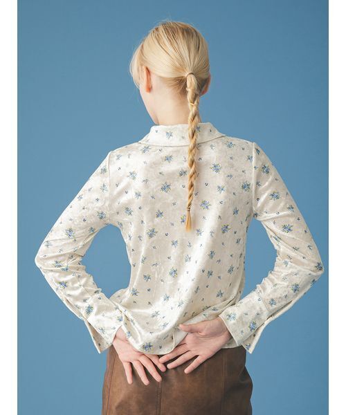 FURFUR（ファーファー）の「ソフトタッチオリジナルフローラルシャツ（シャツ/ブラウス・レディース・ピンク/アイボリー/ブラック・F）」の5枚目の写真