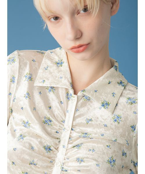 FURFUR（ファーファー）の「ソフトタッチオリジナルフローラルシャツ（シャツ/ブラウス・レディース・ピンク/アイボリー/ブラック・F）」の7枚目の写真