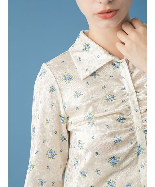 FURFUR（ファーファー）の「ソフトタッチオリジナルフローラルシャツ（シャツ/ブラウス・レディース・ピンク/アイボリー/ブラック・F）」の8枚目の写真