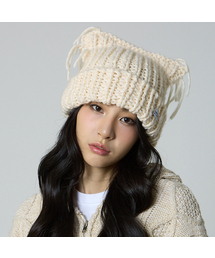 UNKNOWN PLANET（アンノウンプラネット）の「プラネットキャットニットビーニーアイボリー（ニットキャップ/ビーニー）」