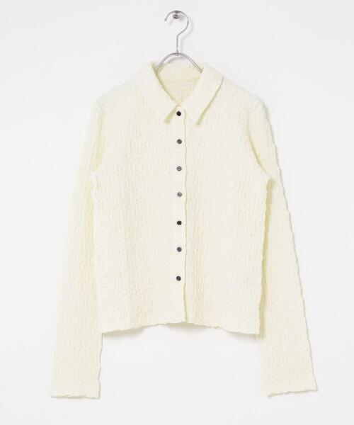 KBF（ケイビーエフ）の「ポコポコジャガードシャツ（シャツ/ブラウス・レディース・アイボリー/ブラック/ピンク・ONE）」の8枚目の写真