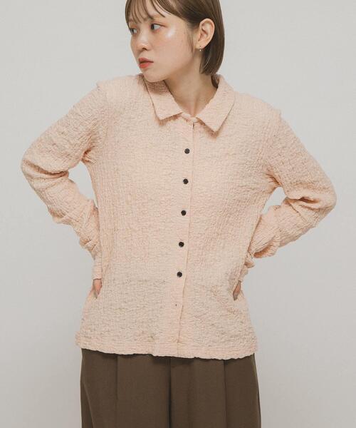 KBF（ケイビーエフ）の「ポコポコジャガードシャツ（シャツ/ブラウス・レディース・アイボリー/ブラック/ピンク・ONE）」の10枚目の写真