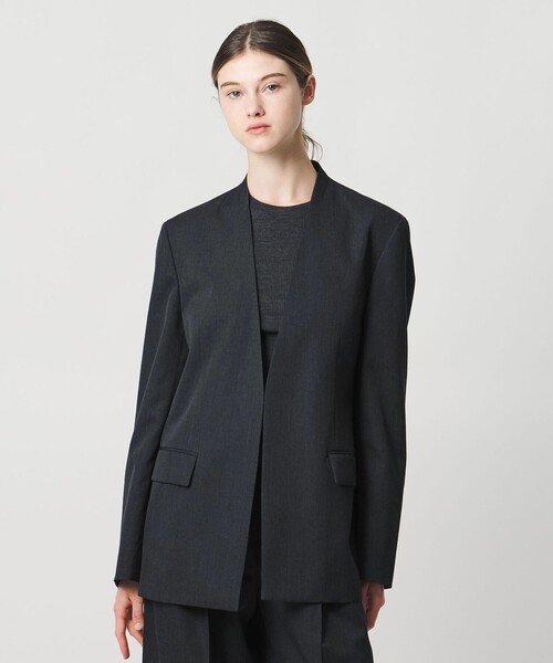LOEFF(ロエフ)の「<LOEFF>ギャバジン ノーカラー ジャケット(ノーカラージャケット・レディース・ナチュラル/ダークグレー・2/1/0)」の9枚目の写真