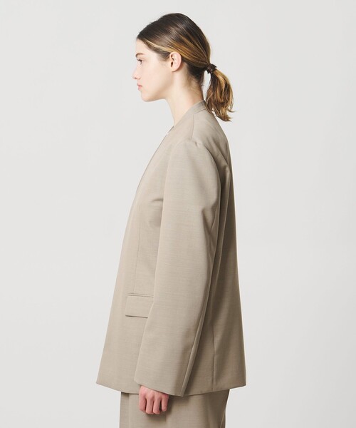 LOEFF(ロエフ)の「<LOEFF>ギャバジン ノーカラー ジャケット(ノーカラージャケット・レディース・ナチュラル/ダークグレー・2/1/0)」の11枚目の写真