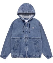 デニムフードパーカージャケットブルー