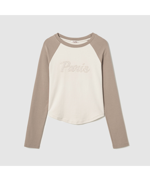 ROIROI(ロイロイ)の「パリレタリングラグラン長袖Tシャツ-モカベージュ(Tシャツ/カットソー・レディース・その他・FREE)」の3枚目の写真