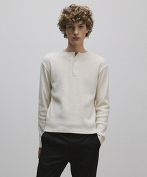 ROLLINGSTUDIOS（ローリングスタジオ）の「WOOL HENLEY LONG SLEEVE WHITE（Tシャツ/カットソー）」