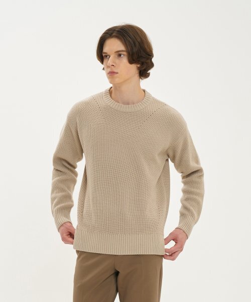 BLOND9(ブロンドナイン)の「アンバランスウールクルーネックプルオーバー_サンド(ニット/セーター・メンズ・その他・LARGE/MEDIUM/X-LARGE)」の3枚目の写真