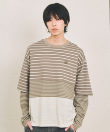 BLOCKED STRIPE T-SHIRT [BEIGE]