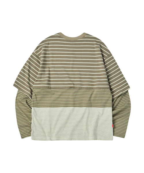 COMONINOZ（コモニノズ）の「BLOCKED STRIPE T-SHIRT [BEIGE]（Tシャツ/カットソー・メンズ・ベージュ・MEDIUM/LARGE/SMALL）」の3枚目の写真