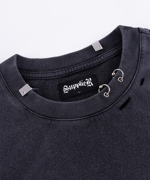 SUPPLIER（サプライヤー）の「A'GEM/9 × .kom 『SUPPLIER/サプライヤー』 Distressed Pierced Tee V2/ディストレスト ピアス T シャツ（Tシャツ/カットソー・メンズ・ホワイト/ブラック・M/S）」の12枚目の写真