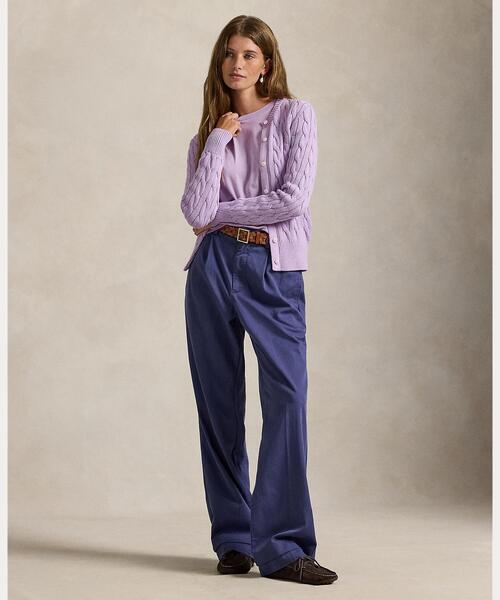 POLO RALPH LAUREN（ポロ ラルフ ローレン）の「ケーブルニット コットン クルーネック カーディガン（カーディガン/ボレロ・レディース・パープル・S/M/L/XS）」の6枚目の写真