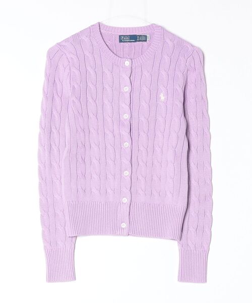 POLO RALPH LAUREN（ポロ ラルフ ローレン）の「ケーブルニット コットン クルーネック カーディガン（カーディガン/ボレロ・レディース・パープル・S/M/L/XS）」の3枚目の写真