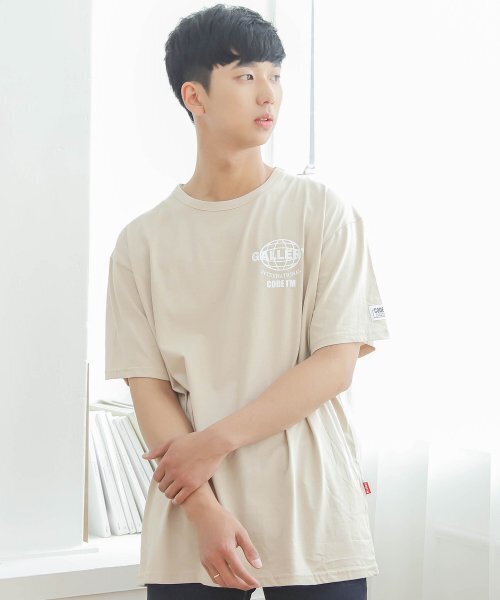 CODE I'M(コードアイエム)の「30番手シングル地球ロゴプリントオーバーサイズ半袖Tシャツベージュ(Tシャツ/カットソー・メンズ・その他・MEDIUM)」の1枚目の写真
