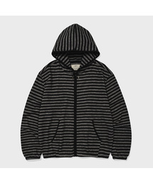SOFT EDGE STRIPE HOOD ZIP-UP (GRAY)