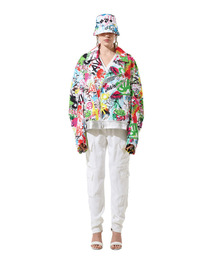 White Issue 02 Oversized White Graffiti and Silver Print Bike Jumper