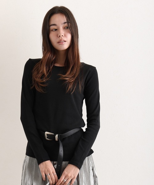 ElegChic(エレグシック)の「ロング スリーブコンパクトTシャツ(Tシャツ/カットソー・レディース・グレー/ブラック/グレー系1/ベージュ/オフホワイト・M/4L/XXL/XL/L)」の7枚目の写真