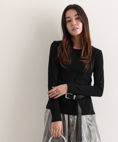 ElegChic(エレグシック)の「ロング スリーブコンパクトTシャツ(Tシャツ/カットソー・レディース・グレー/ブラック/グレー系1/ベージュ/オフホワイト・M/4L/XXL/XL/L)」の8枚目の写真