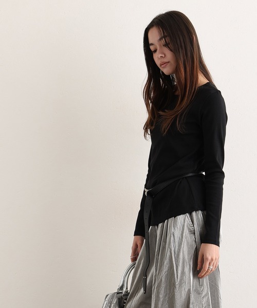 ElegChic(エレグシック)の「ロング スリーブコンパクトTシャツ(Tシャツ/カットソー・レディース・グレー/ブラック/グレー系1/ベージュ/オフホワイト・M/4L/XXL/XL/L)」の9枚目の写真