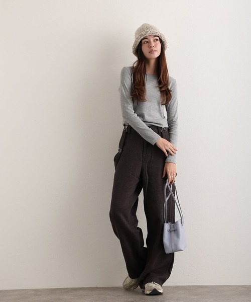 ElegChic(エレグシック)の「ロング スリーブコンパクトTシャツ(Tシャツ/カットソー・レディース・グレー/ブラック/グレー系1/ベージュ/オフホワイト・M/4L/XXL/XL/L)」の10枚目の写真