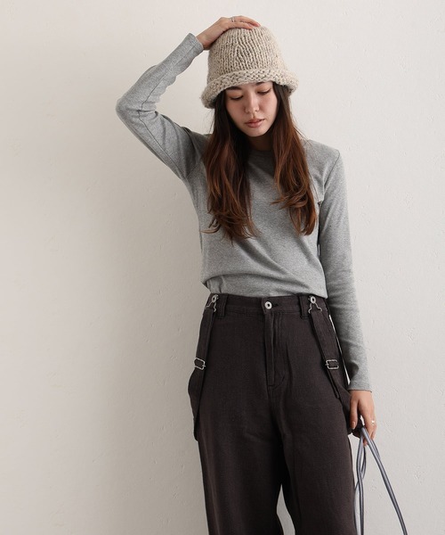 ElegChic(エレグシック)の「ロング スリーブコンパクトTシャツ(Tシャツ/カットソー・レディース・グレー/ブラック/グレー系1/ベージュ/オフホワイト・M/4L/XXL/XL/L)」の13枚目の写真